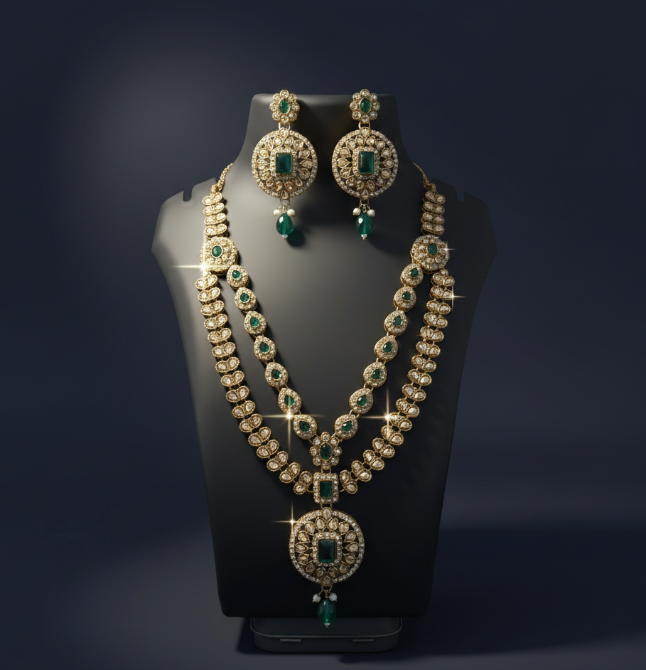 Regal Rose-Quartz & Diamond-Look Bridal/Statement Set